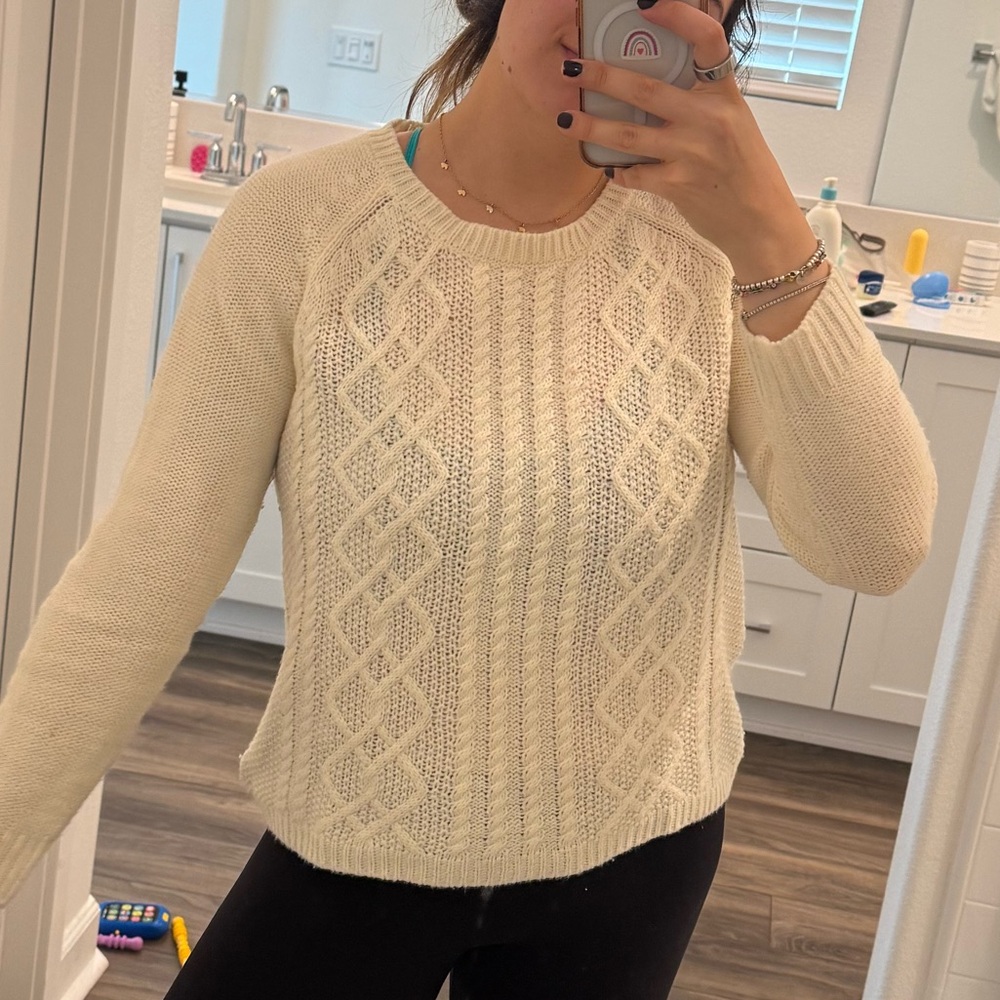 Timing Women's Ivory Cable Knit Sweater